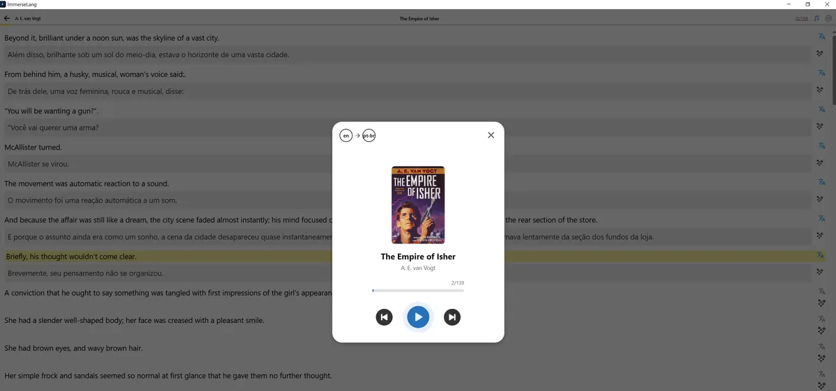 Audiobook player with dual audio screenshot