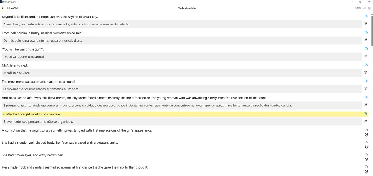 Bilingual book reader with instant translation screenshot